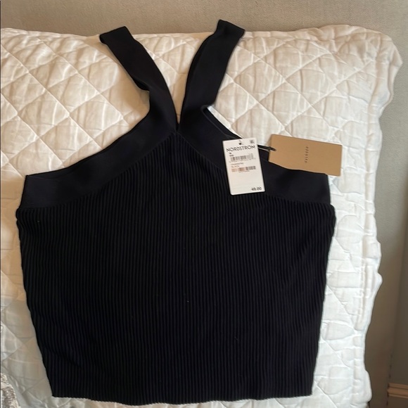 Halogen Black Ribbed Crop Tank Top - Picture 1 of 1